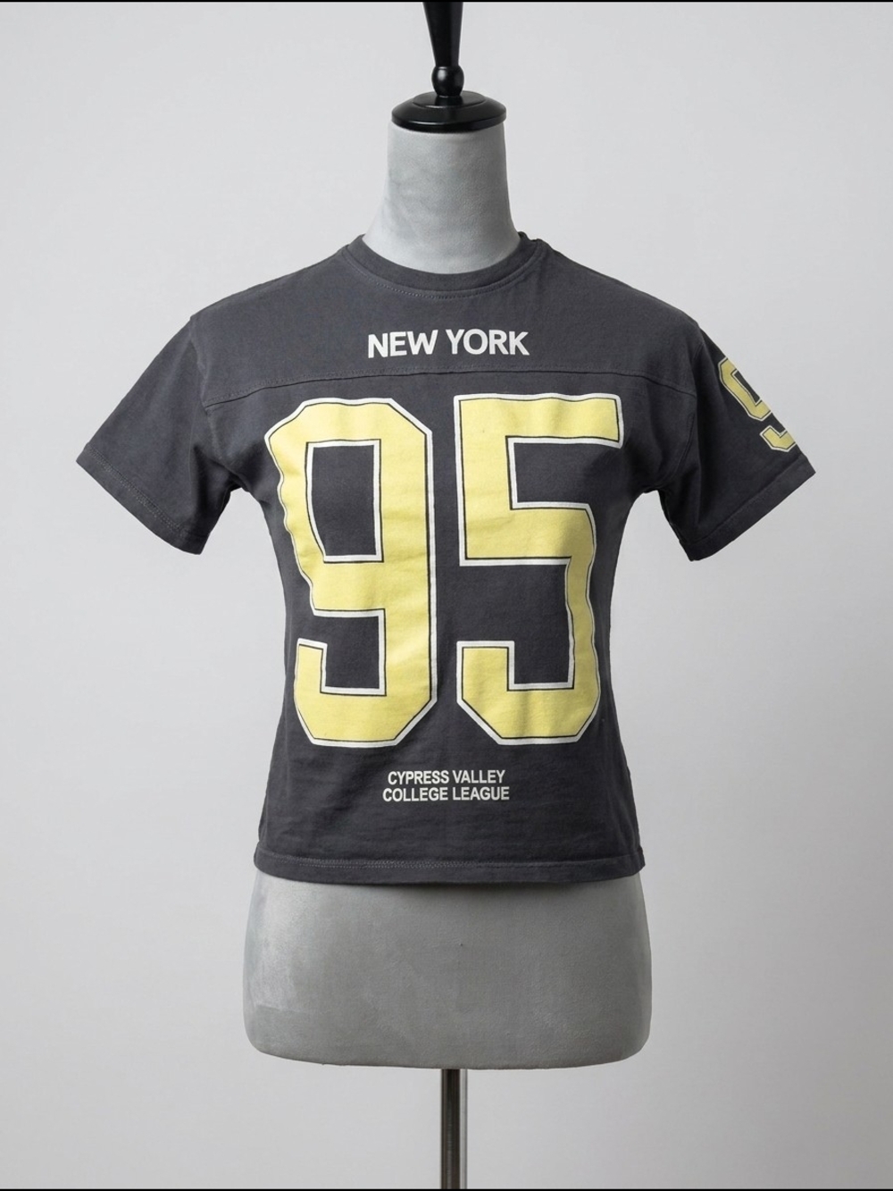 Zara Charcoal Tee with Pale Yellow '95' Graphic